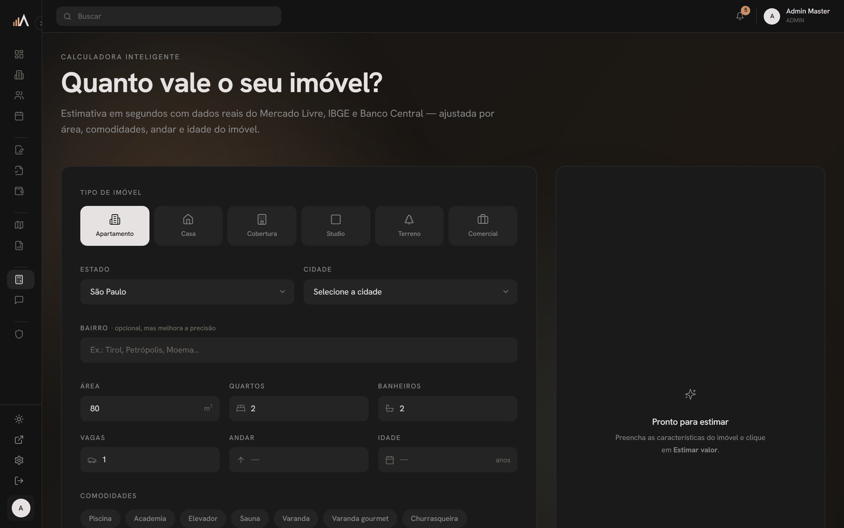 Calculadora de preço do ImobAnalytics