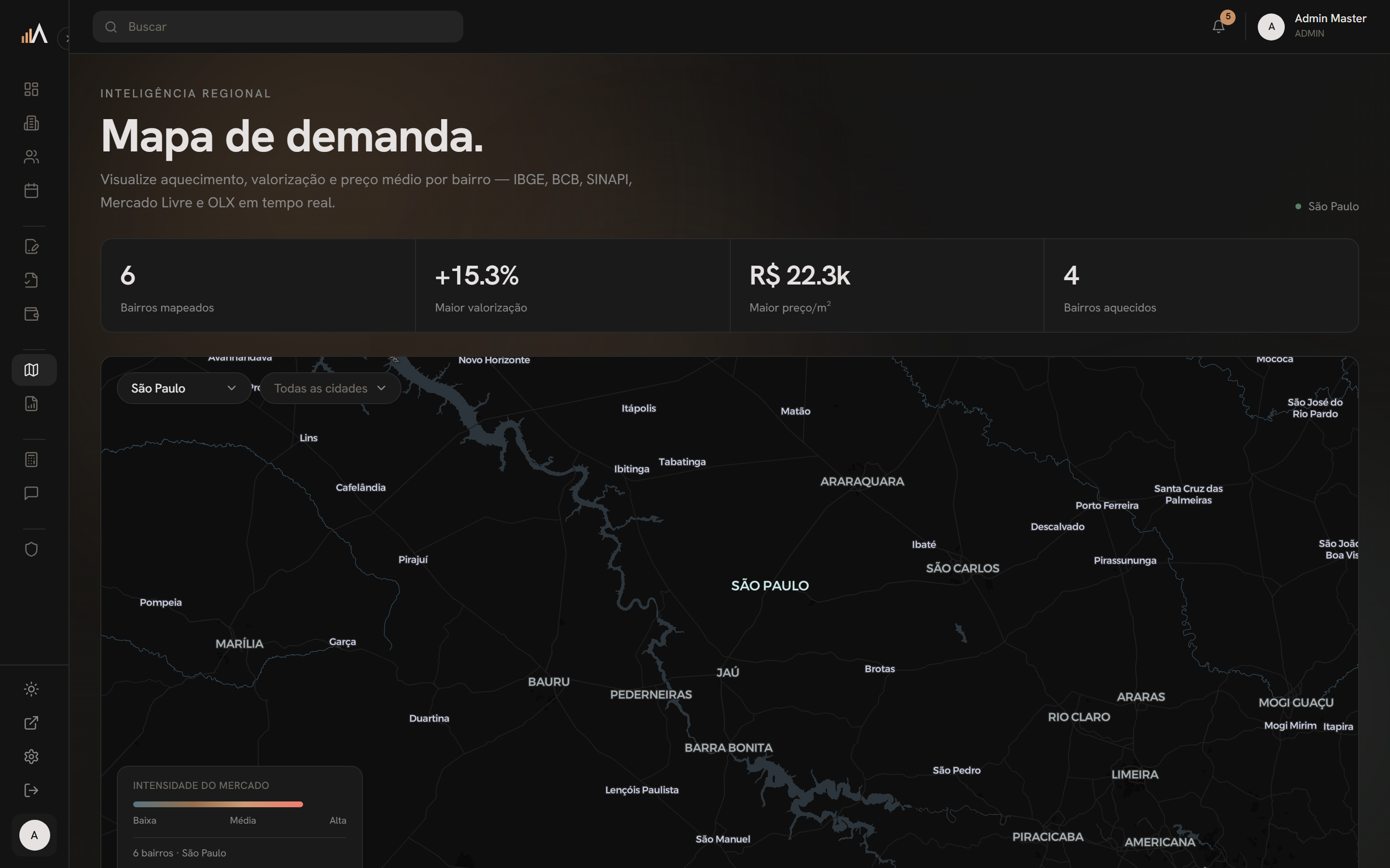 Mapa e heatmap do ImobAnalytics